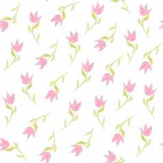 水彩手画粉红色的花无缝的模式白色背景纺织剪贴簿卡片邀请