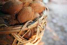 椰子柳条篮子棕色（的）颜色纤维基斯阳光堆栈市场