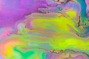 流液体紫色的绿色油墨背景波流体生动的流体油漆