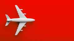 白色乘客模型飞机明亮的红色的背景免费的空间文本