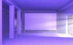 白色董事会模拟紫色的房间渲染柔和的最小的墙场景