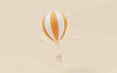 橙色卡通热空气气球呈现