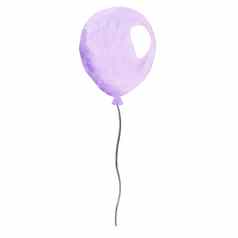 水彩紫色的空气气球孤立的白色背景