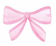 水彩手画可爱的粉红色的弓孤立的白色背景婴儿女孩礼物盒子装饰