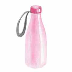 水彩粉红色的瓶饮料孤立的白色背景健身瓶