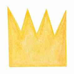 水彩黄色的皇冠孤立的白色背景手画黄金王冠插图
