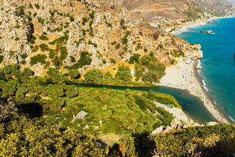 令人惊异的海滩希腊系列preveli克里特岛