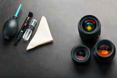 工具清洁相机镜头黑暗变形背景