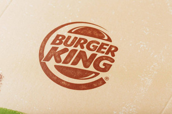 俄罗斯莫斯科纸袋汉堡王标志汉堡王全球快食物汉堡链总部在世界范围内