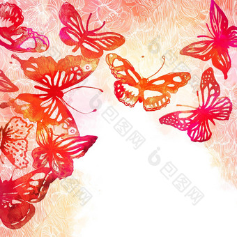 令人惊异的背景蝴蝶花画水彩画