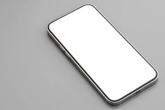 现代智能手机白色屏幕灰色的背景