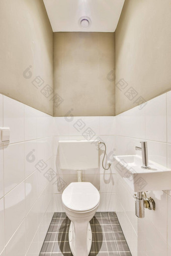 令人印象深刻的设计厕所黑暗平铺的地板上