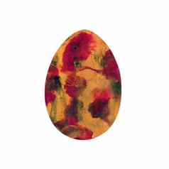 复活节蛋变形红橙色点涂片孤立的白色