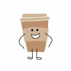 卡通咖啡杯咖啡快乐杯咖啡向量