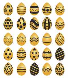 复活节背景模板节日金黄色的鸡蛋
