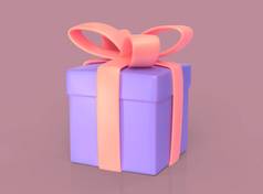 紫色的礼物盒子伟大的设计目的卡通光栅插图粉红色的背景