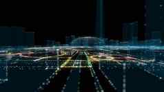未来主义的聪明的数字城市聪明的城市技术业务概念