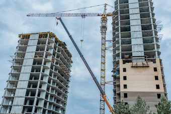 建设网站起重机长期建设建筑建设自底向上视图未完成的摩天大楼冻建设未完成的建设多层住宅