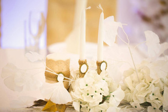 婚礼装饰白色黄金风格晶体<strong>花边花</strong>婚礼蜡烛家庭炉