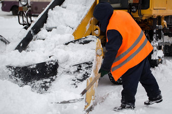 爪加载程序车辆删除雪路员工市政服务帮助铲雪扫雪机