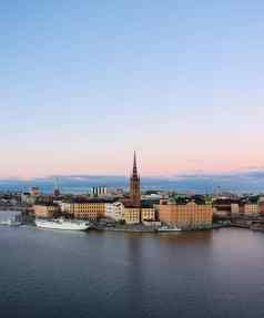 色彩鲜艳的瑞典建筑著名的“里达霍尔门”胰岛老斯坦斯德哥尔摩瑞典