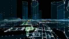 未来主义的聪明的数字城市聪明的城市技术业务概念