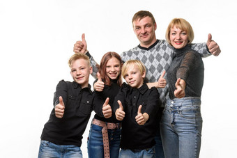 肖像普通的大家庭显示拇指快乐框架