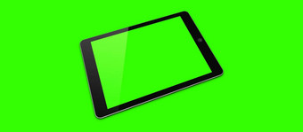模型图像呈现白色平板电脑智能手机空白绿色屏幕绿色背景适合设计元素