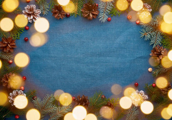 圣诞节快乐一年黑暗蓝色的背景应对空间文本散景光加兰
