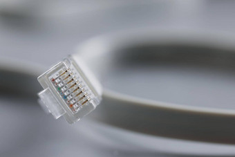 互联网连接器灰色背景焦点电缆塑料剪辑