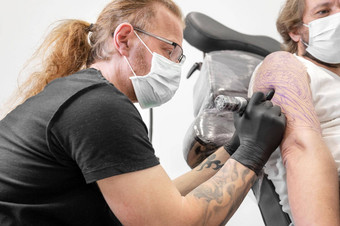 文身的人机纹身手臂设计画保护面具科维德概念艺术设计正常的