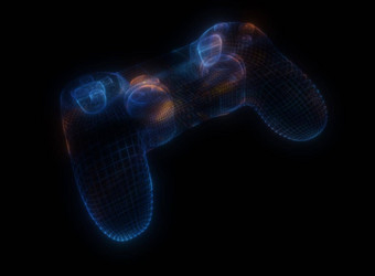 视频游戏控制器使五彩缤纷的粒子黑色的背景