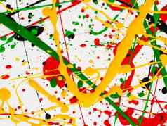 艺术溅泄漏黄色的绿色红色的黑色的油漆表现主义