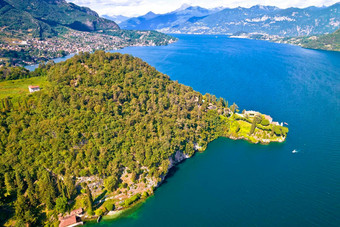 别墅巴尔比亚内洛湖作为空中视图小镇lenno