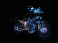 摘要摩托车组成发光点行插图