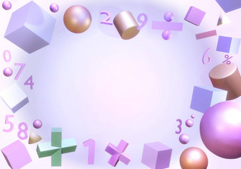 颜色数字符号基本数学工作粉红色的背景呈现插图复制空间基本数学教育概念