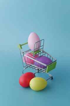 复活节概念多颜色蛋购物艺术颜色背景