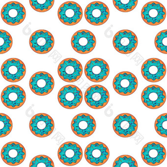 无缝的模式光蓝色的甜甜圈白色孤立的背景糖果糖果前视图