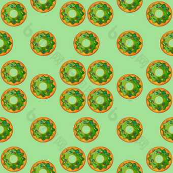 无缝的模式绿色甜甜圈光绿色背景糖果糖果前视图