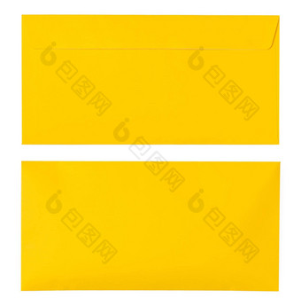 黄色的信封孤立的<strong>白色</strong>背景