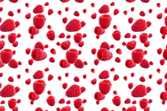 树莓摘要背景水果模式色彩斑斓的野生浆果孤立的白色背景