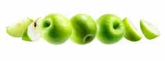 集团绿色苹果悬浮白色背景