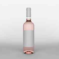 瓶玫瑰酒标签白色背景现实主义渲染