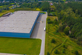 空中视图货物仓库物流中心工业城市区无人机视图