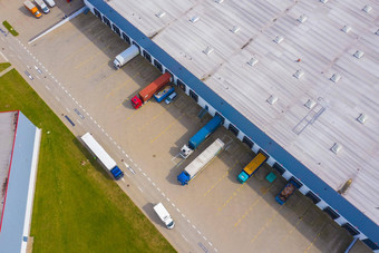 空中视图货物仓库物流中心工业城市区无人机视图背景纹理概念