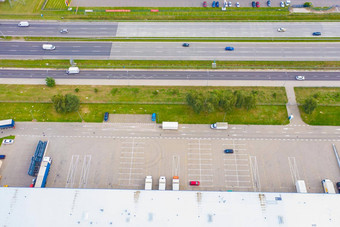 空中视图货物仓库物流中心工业城市区无人机视图背景纹理概念
