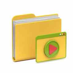 黄色的文件夹图标视频文件概念