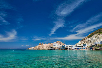 海滩firapotamos米洛斯岛希腊
