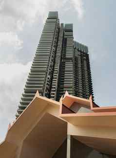 泰国当代体系结构设计现代高建筑背景共存完美的