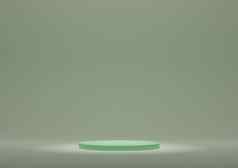 产品显示站讲台上最小的作文关注的焦点照明前呈现光绿色背景柔和的油缸平台